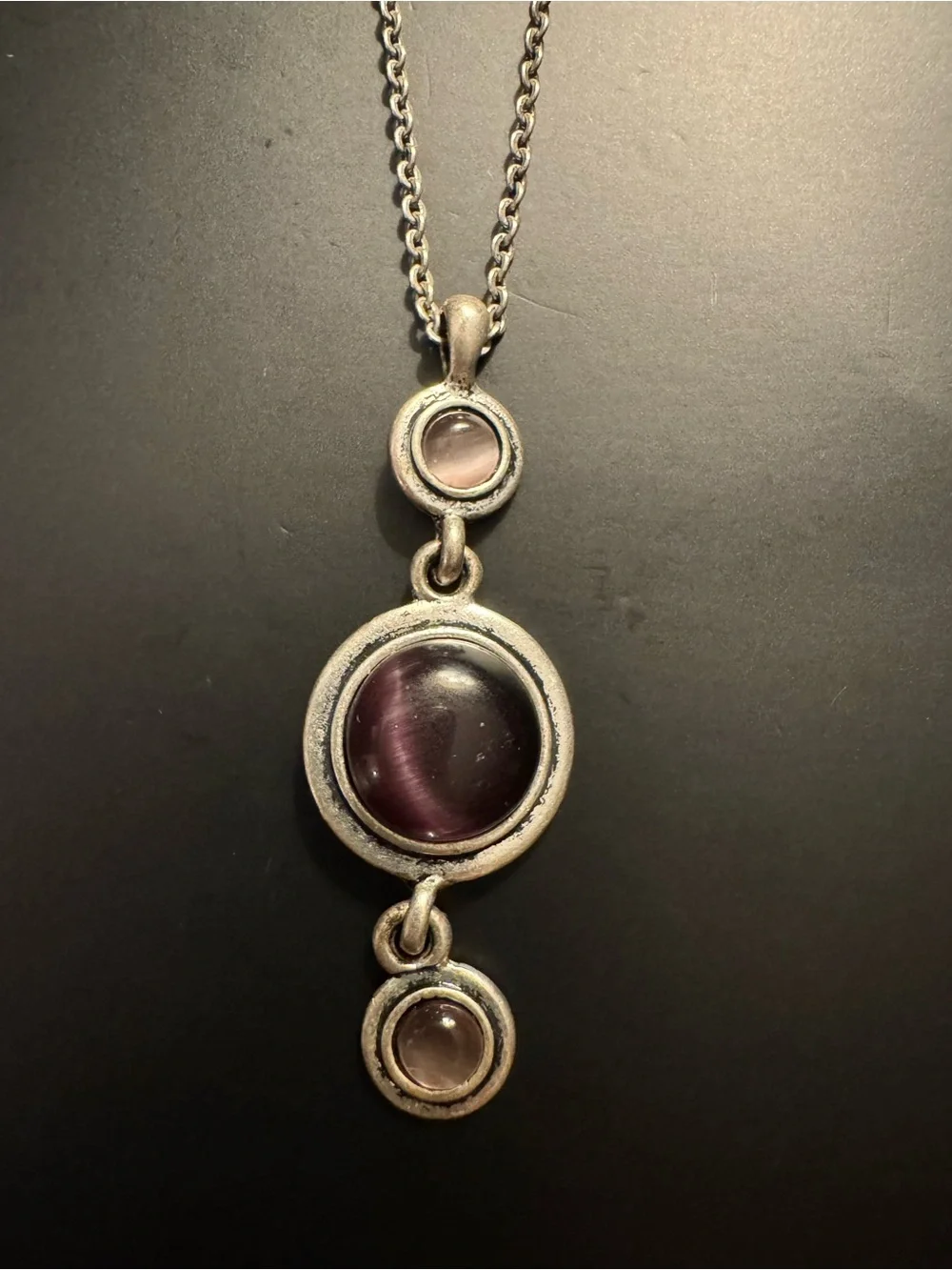 Lia Sophia Purple Cat’s Eye Necklace Earrings Set